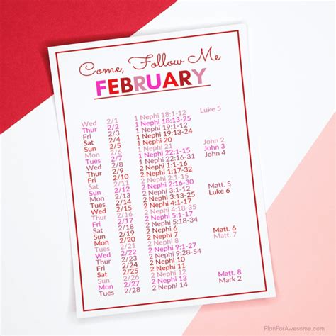 Printable Come Follow Me Daily Reading Schedule