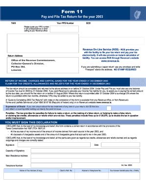 Fillable Online Revenue Form 11 2003 Pay And File Tax Return For