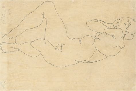 Female Nude With Hands Behind Head By Egon Schiele