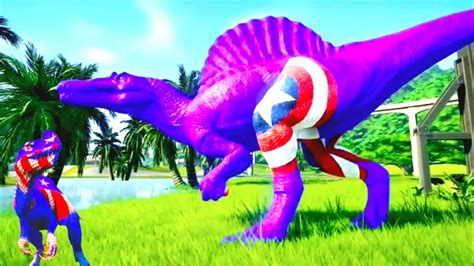 Captain America Spinosaurus Vs Spider T Rex Godzilla Stegosaurus