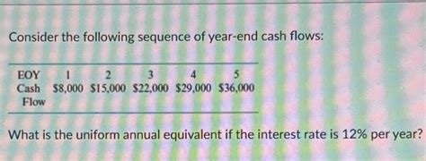 Consider The Following Sequence Of Year End Cash Chegg