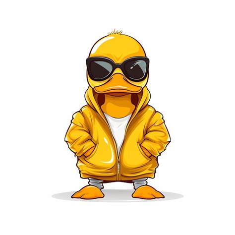 Premium Photo Cartoon Duck Wearing Sunglasses And A Yellow Jacket Generative Ai