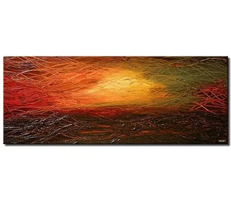 Large Modern Abstract Sunrise Painting On Canvas Textured Art