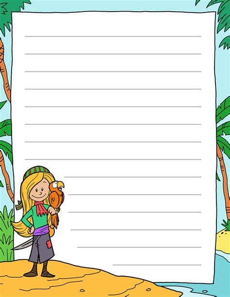 Pirate Writing Paper 02 Color Tim S Printables