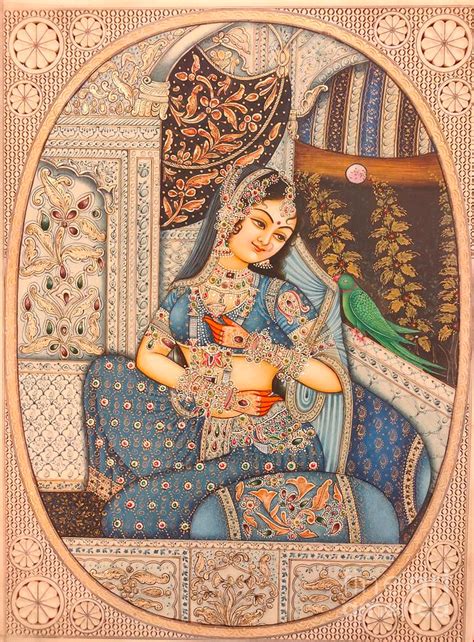 The Indian Shringar Ras Mughal Lady Finest Miniature Painting By