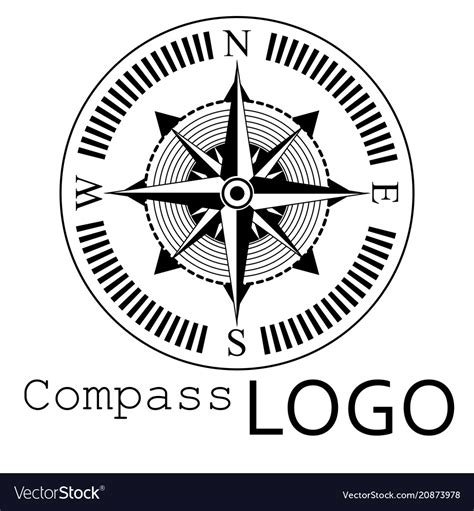 Black And White Compass Logo Icon Rose Royalty Free Vector