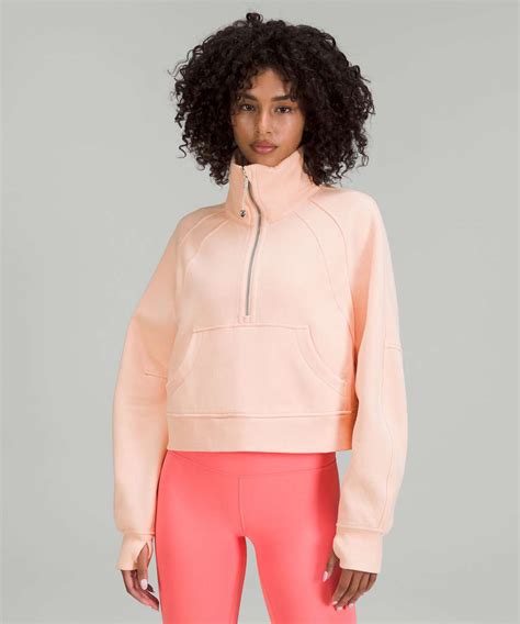 Lululemon Scuba Oversized Funnel Neck Half Zip Peach Satin Lulu