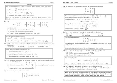 T03questions Prac MAST10007 Linear Algebra Version 1 Tutorial 3