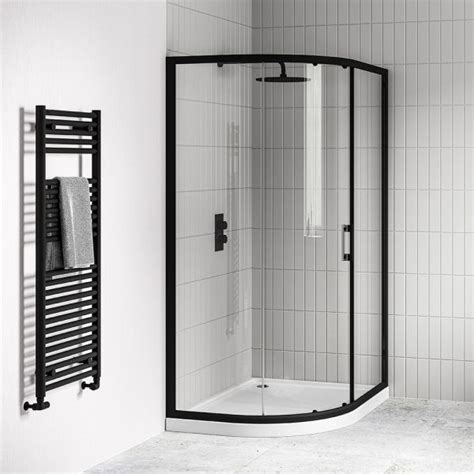 Tissino Rivelo Black 1000 X 1000mm Single Door Quadrant Shower Door