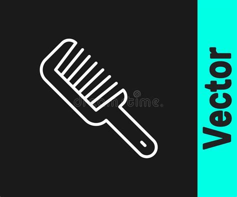 White Line Hairbrush Icon Isolated On Black Background Comb Hair Sign