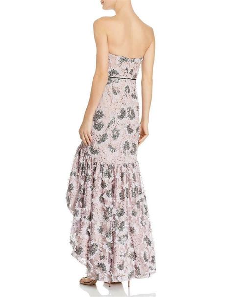 Strapless Sweetheart Embellished High Low Dress Pink AM