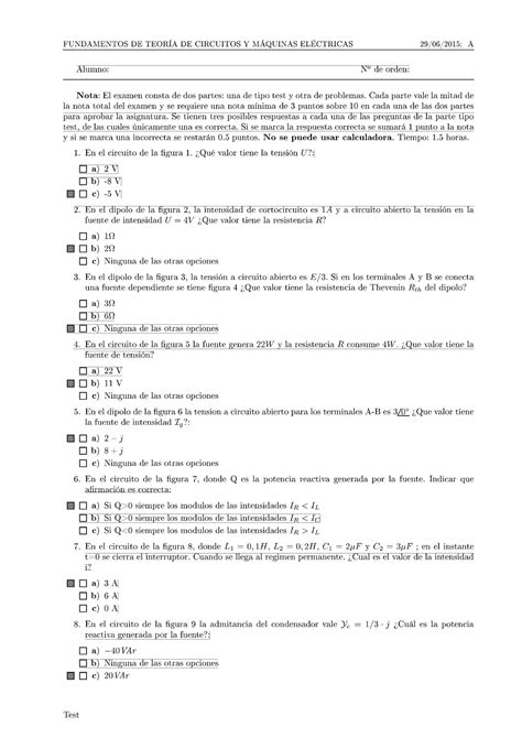 Examen Ftcy Me Junio 2015 Teoria Fundamentos De Teoria De Circuitos Y