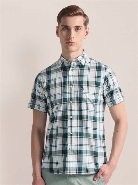 Buy U S Polo Assn Regular Fit Cotton Tartan Checks Opaque Checked