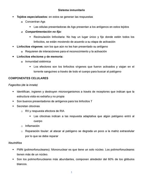 Resumen del Capítulo 2 Inmunología Abbas células y tejidos del sistema