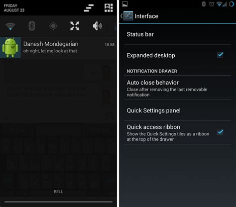 CyanogenMod Les Actions Rapides Du Second Onglet De La Barre D