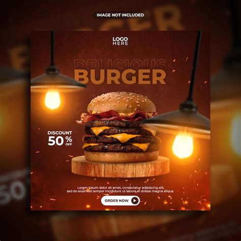 Premium Psd Delicious Burger Social Media Post Template