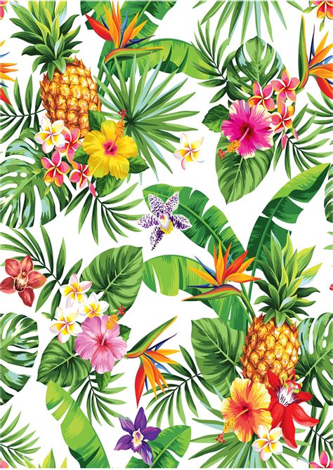 Tropical Flower Pineapple Wallpaper Edible Decor Icing Sheet | Etsy