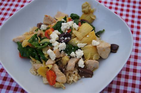 Elizabeths Dutch Oven Skillet Greek Chicken With Artichokes Spinach Tomatoes Feta And