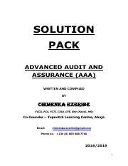 ADVANCED AUDIT ASSURANCE SOLUTION Pack AAA 2019 Pdf SOLUTION PACK