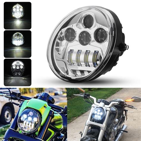 Dot W Motorcycle Led Headlights Hi Lo Beam Drl For Harley Davidson