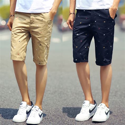 2016 New brand mens shorts print casual Men's shorts fashion cotton shorts homme shorts khaki ...