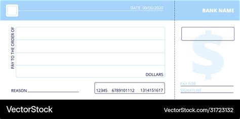 Blank check template business cheque book design Vector Image