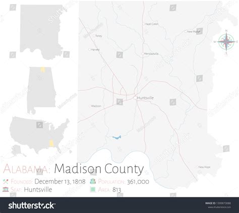 Large Detailed Map Madison County Alabama Stock Vector (Royalty Free ...