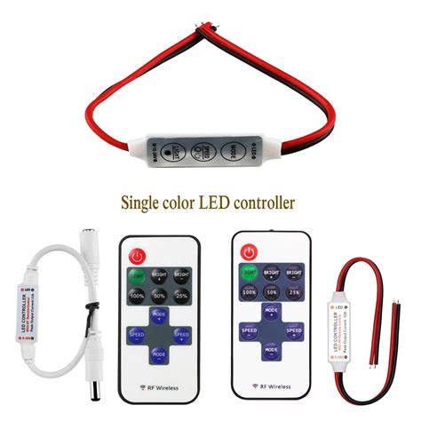 DC 12V 24V Mini 3 Tu Lar 11ey RF Tek Renkli LED Denetleyici Parlakl K