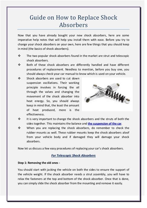 Guide on how to replace shock absorbers