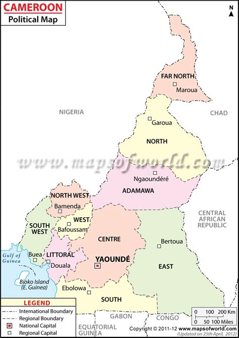 Political Map of Cameroon | Cameroon Regions Map