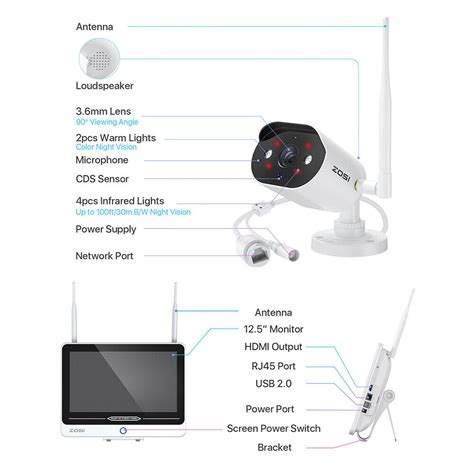 ZOSI 8CH WIFI Monitor 8x Außen 3MP HD WLAN IP Überwachungskamera Set