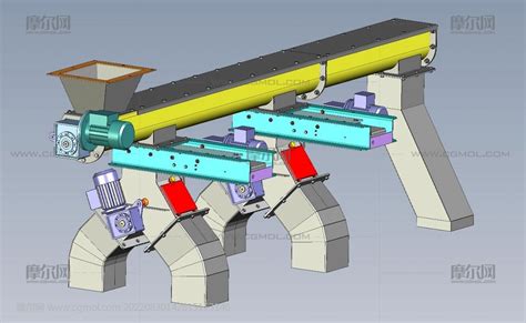 螺旋输送机solidworks设计图纸附stp文件机械工具模型下载 摩尔网cgmol