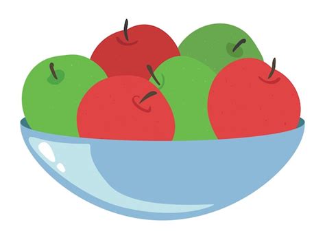 Premium Vector Red And Green Apples In A Plate