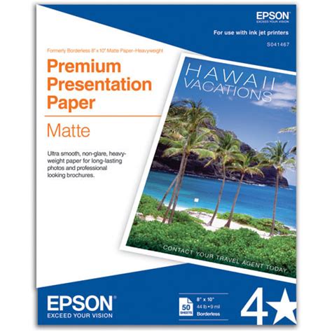 Epson Premium Presentation Paper Matte S B H Photo Video