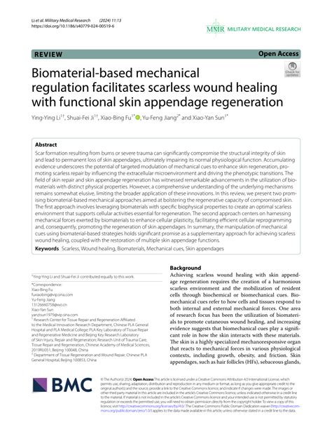 Pdf Biomaterial Based Mechanical Regulation Facilitates Scarless