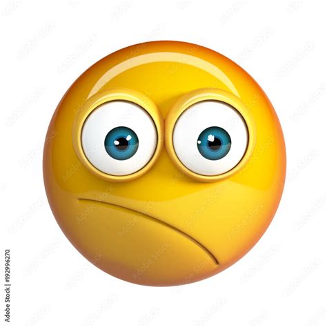 Pensive Face Emoji Worried Emoticon 3d Rendering Isolated On