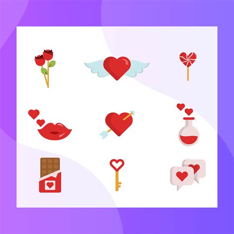 Flat Simple Valentines Day Element Vector Icon Collection 271217 Vector Art At Vecteezy