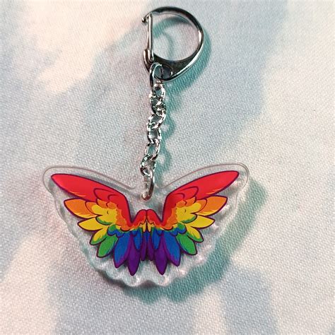 Lgbt Pride Keychains Gay Trans Ace Pan Nonbinary Bi Cute Chibi Wings