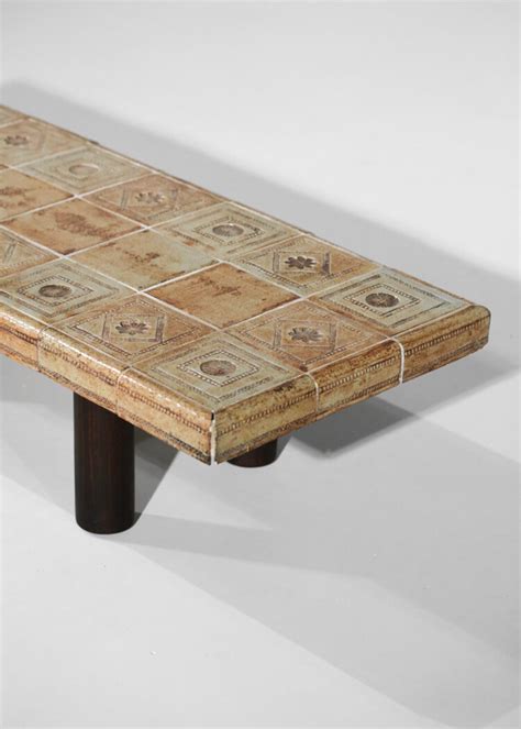 table basse Roger Capron en céramique Vallauris années 60 carreaux