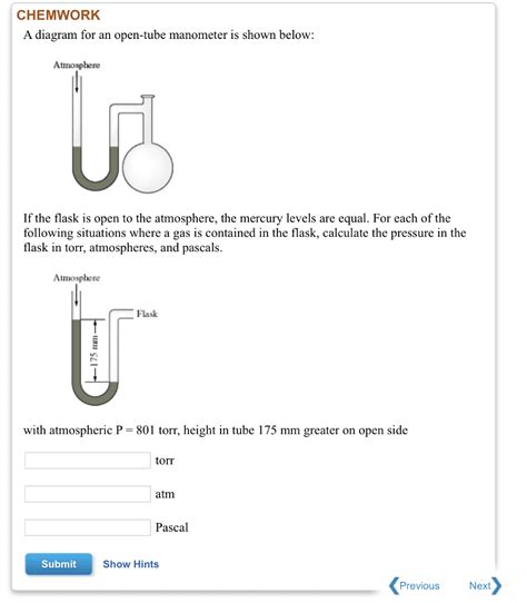 Oneclass A Diagram For An Open Tube Manometer Is Shown Below If The