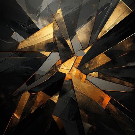 Premium Photo | Abstract art in black and gold with geometric sharp lines