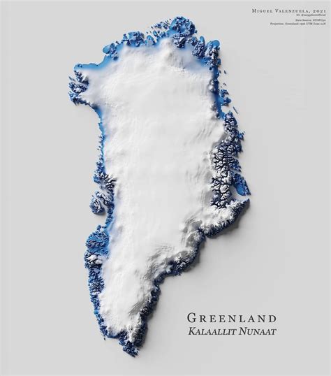 Mapa De Relieve De Groenlandia Por Miguel Valenzuela Mapas