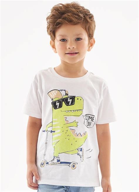 Camiseta Dino Come On Infantil Branco Up Baby