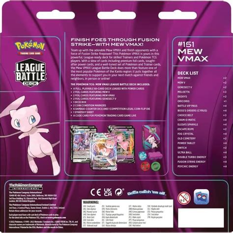 Deck de Bataille de la Ligue Mew VMAX POKEMON Jeu de Cartes à