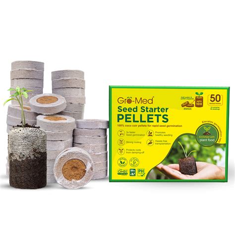 Gro Med 50 Pcs 35mm Enriched Coco Coir Seed Starter Pellets Walmart