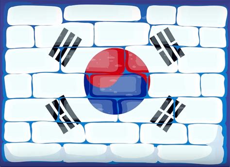 Bandeira da coreia do sul pintada em parede de tijolos Vetor Grátis