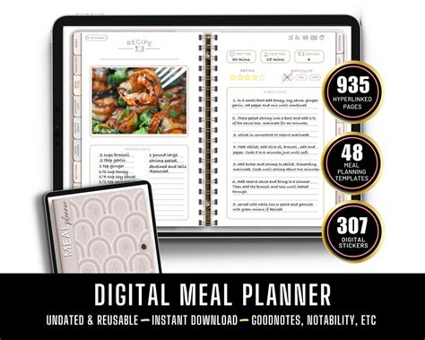 Digital Meal Planner And Recipe Book Digital Planner Etsy