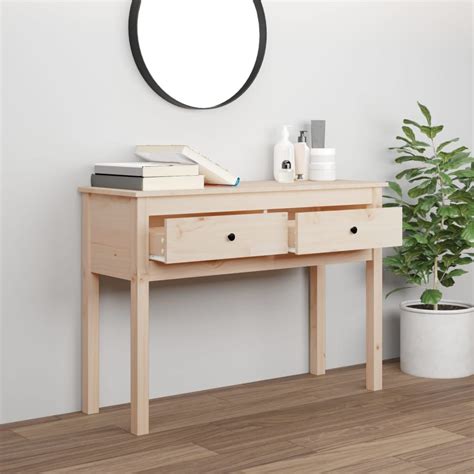 Table Console En Bois Massif De Pin Dioche Rectangulaire Blanc