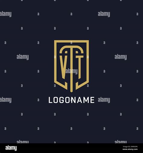 Initial VT Shield Logo Luxury Style Creative Company Logo Design