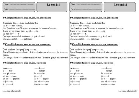 Son an en Ce2 Exercices corrigés Orthographe Pass Education